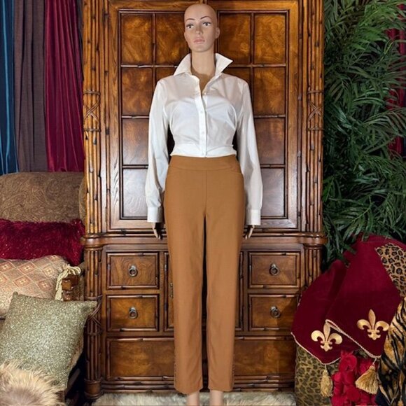 Chico's Sweet Cognac So Slimming Brigitte Button Hem Slim Ankle Pant - Picture 5 of 12